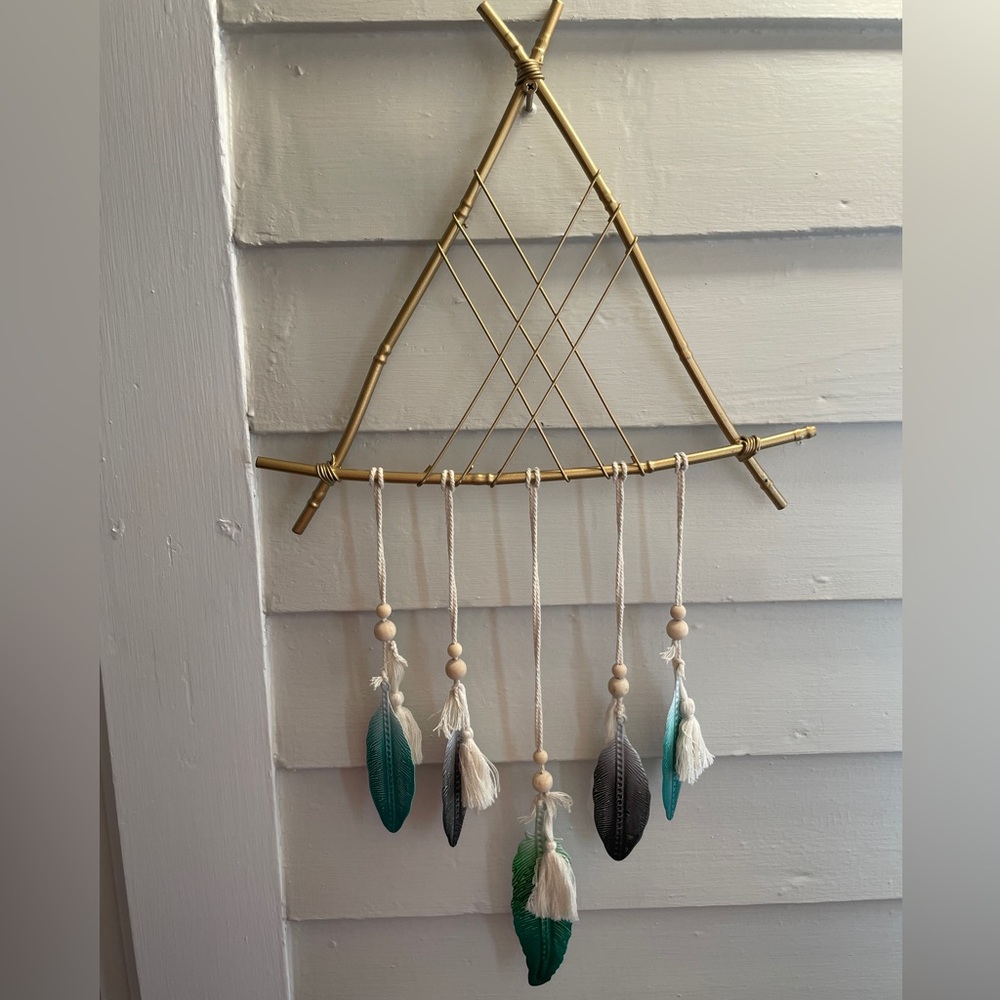 Boho Chic Feather Metal Wall Art Dream Weaver - Picture 4 of 4